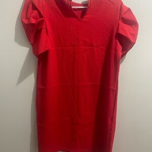 SHEIN Red Textured Puff Sleeve Top
